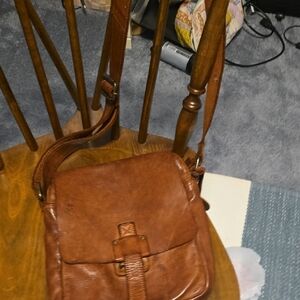 Leather Crossbody Messenger Bag - Brown